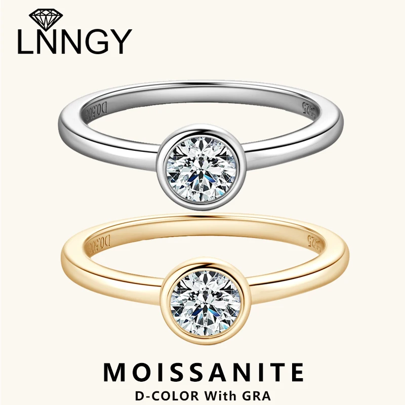 5mm 0.5ct Bezel Moissanite Ring 925 Sterling Silver Wedding Band for Women Lovers' Engagement Promise Rings Jewelry Gift wedding rings,finger rings,fashion rings,engagement rings,fashion ring,couple rings,crystal rings,metal rings,stone rings