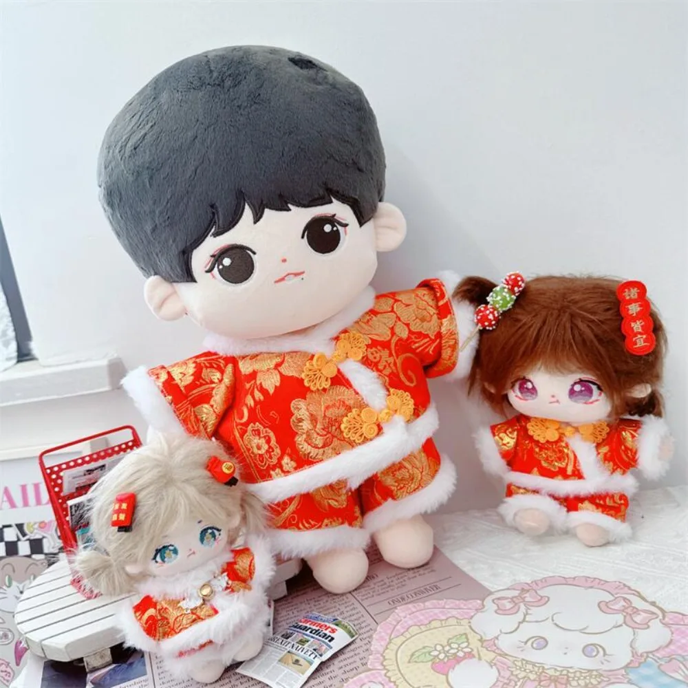 

China Tang Costume Cotton Doll Clothes Dress Up New Year No Attributes Dolls Clothes Red Cartoon Cotton Doll Tang Suit