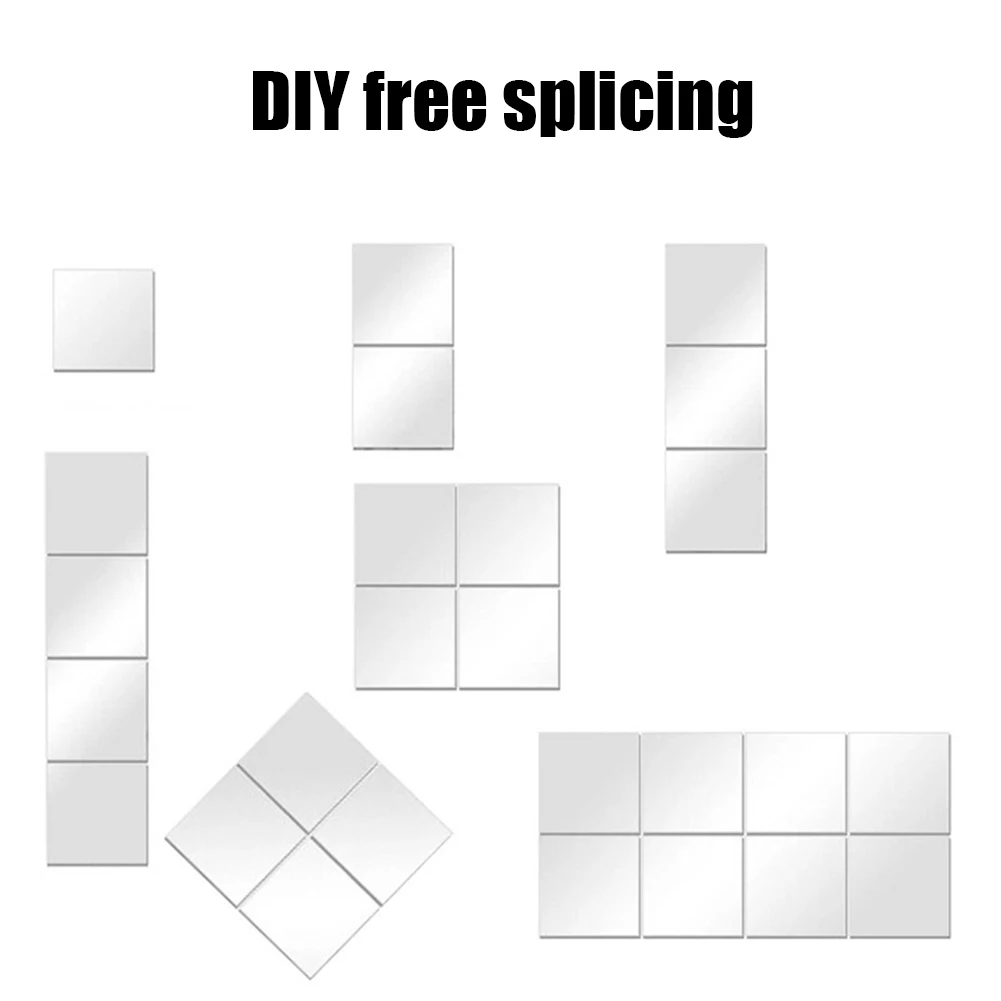 Acrylic Mirrors Set Self Adhesive Mirror Tiles 20 X 20cm Flexible Unbreakable Mirror Stickers Reflective Square Wall 1pc