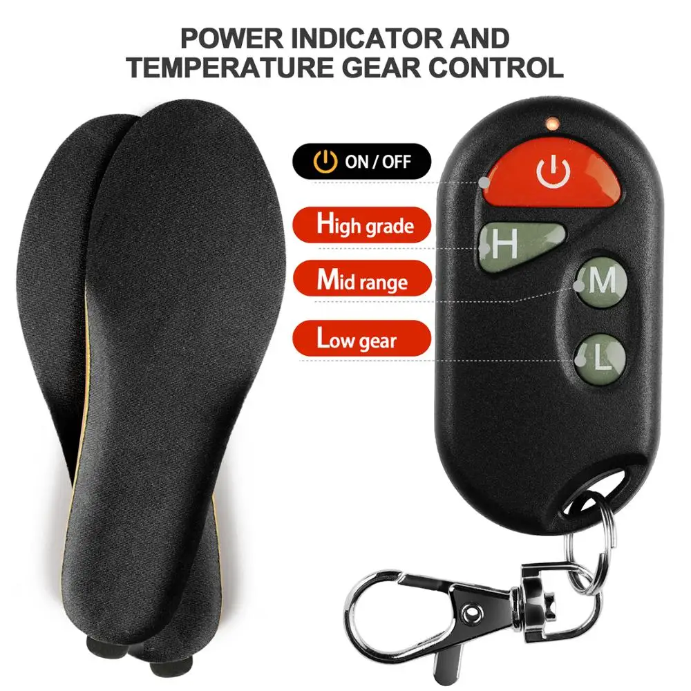 New Wireless Control Electric Heating Thermal Insoles Winter Warm Velvet 2000mAh Increase Heated Insoles for Men Women Shoe Pads
