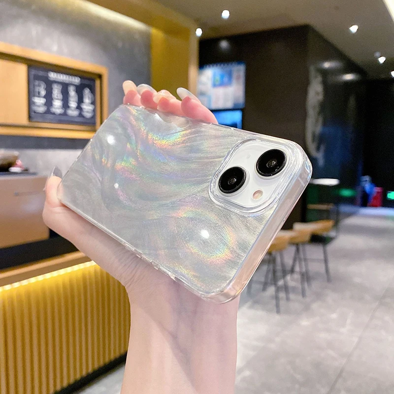 Luxury Gradient Bling Feather Phone Case - Shockproof Back Cover