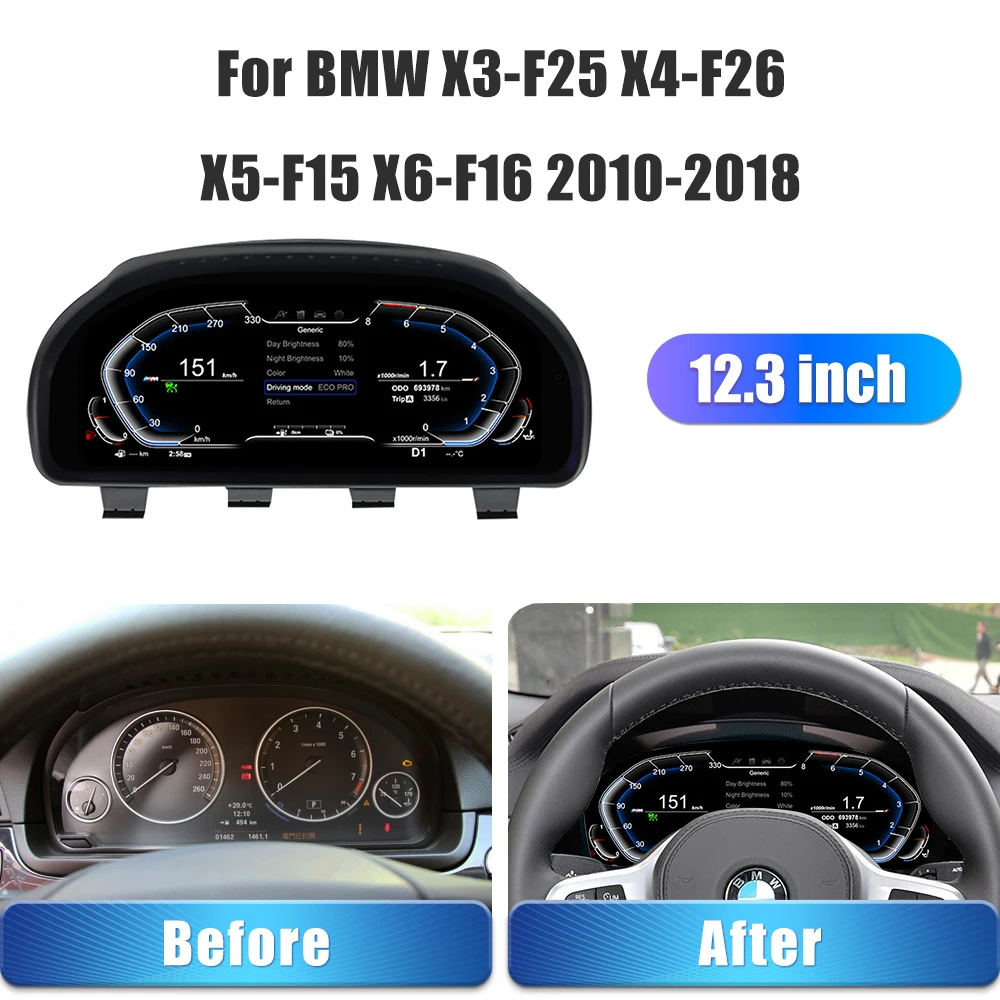 LCD Digital Dashboard Cluster Panel Cockpit Voor For BMW X3 X4 (CIC NBT EVO system) F25 26 2010-18 Car Radio Android 13.0 Player