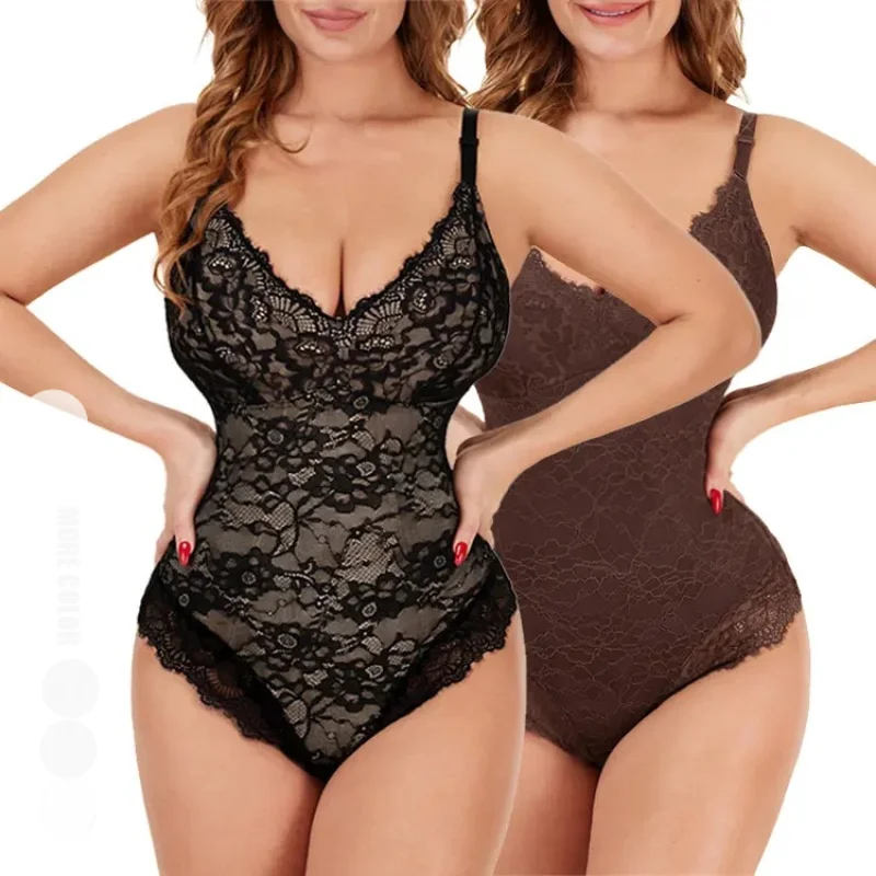 Sexy Lace Corset Body Shaping, Waist Crotch Opening, Sling Strap Large Size One Piece Shaping