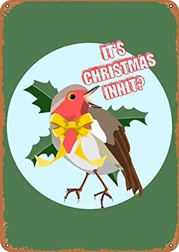 

Funny Christmas Robin Vintage Look Metal Sign Art Prints Retro Gift 8x12 Inch
