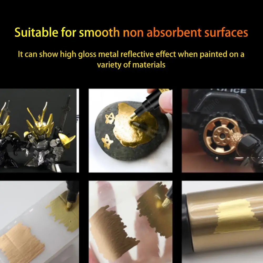 Haile Silver Mirror Marker Gold Liquid Pen Art Liquid Mirror DIY Resin Paint Mirror Chrome Metallic Craftwork Pen Accessories