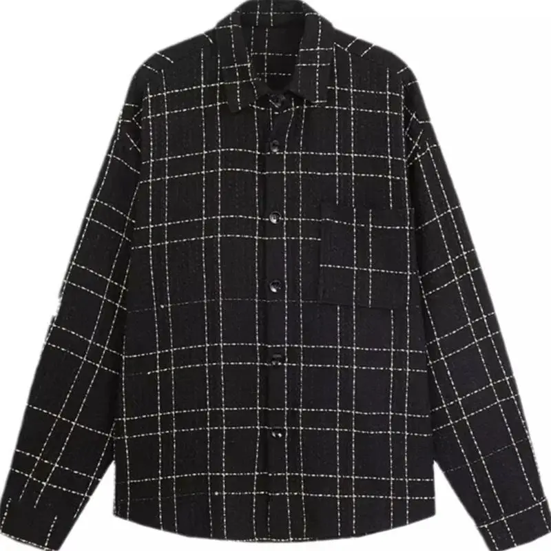 Fat mm Small Fragrant Style Shirt for Women in Early Spring 2024 New Slimming Long Sleeved Plaid Jacket Shirt for Women Clothing