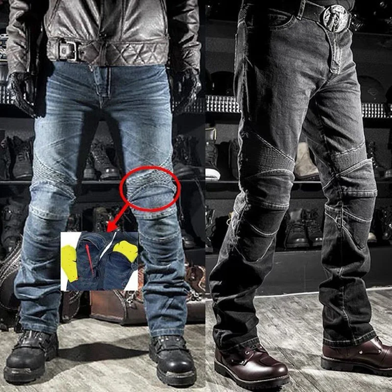 

Men's Winter Biker Jeans Motocycle Denim Pants Male Stretch Original Long Trousers Off-road Protection Pants Plus Size 5XL