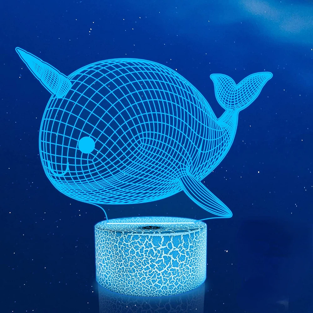 

Acrylic Narwhal Night Light Unicorn Whale 3D Illusion Lamp for Kids Bedroom Decoration Gifts for Baby Boys Girls Cute Nightlight