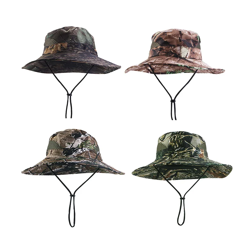 

New Camouflage Outdoor fisherman travel sunscreen hat Sports Sun Bucket Cap fishing cap breathable riding hiking hunting Hats