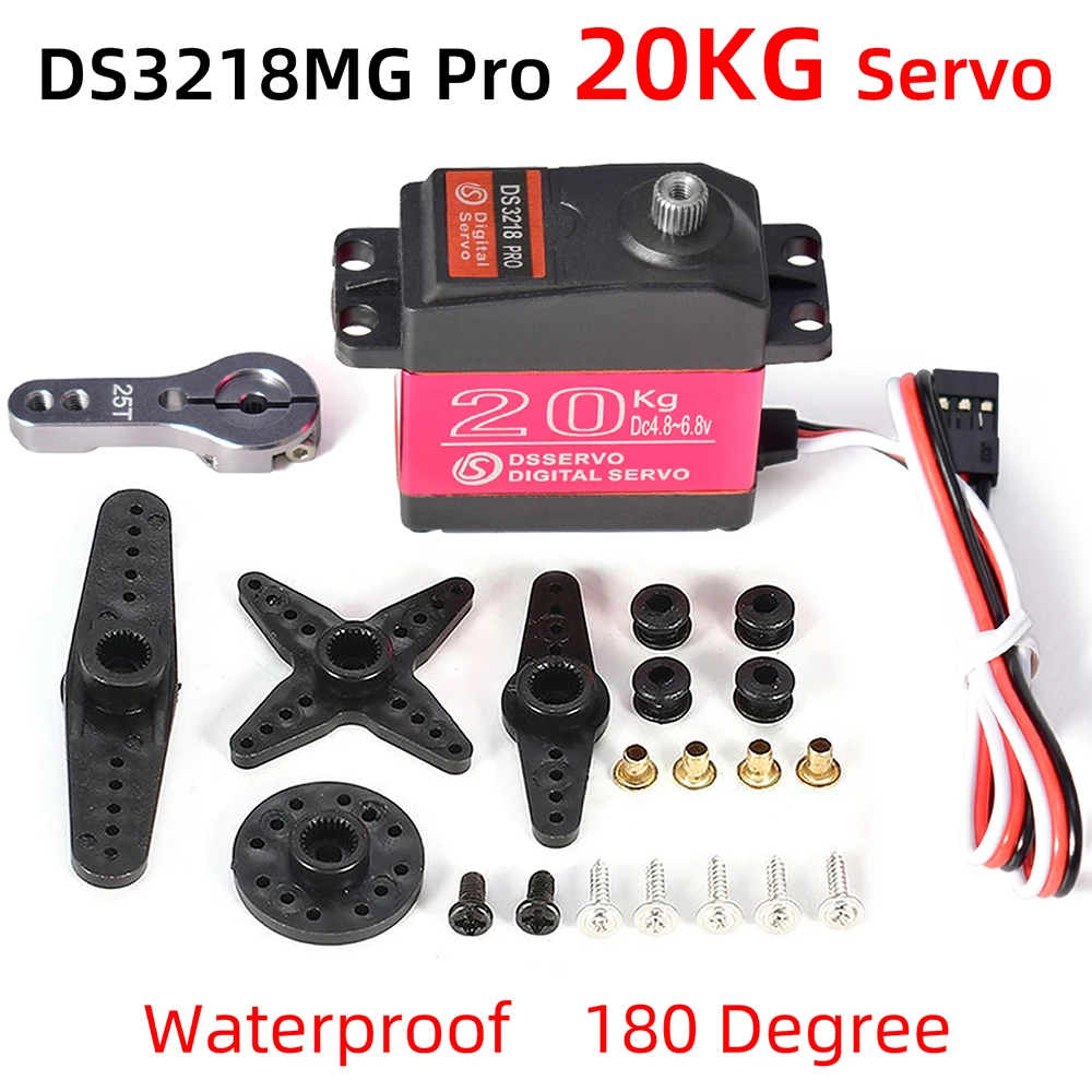 Servo RC DS3218 Pro 20KG 0.09s Engrenages Métal Étanche pour Voiture 1/8 1/10
