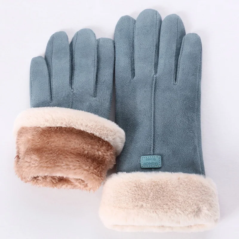 

New Fashion Women Gloves Autumn Winter Cute Furry Warm Mitts Full Finger Mittens Women Outdoor Sport Female Gloves Screen