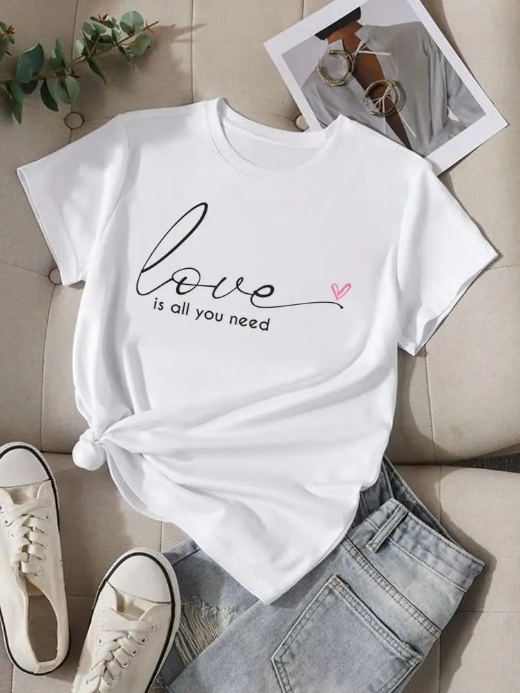 

Cartoon Fashion Women Tshirt Graphic T-shirts Printing Sweet Letter Trend Cute 90s Sweet Clothing Print Short Sleeve Top Tee