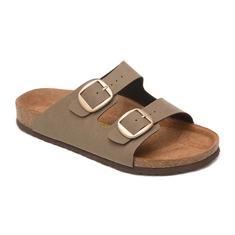 Summer Birken Women Slippers Men Beach Cork Slippers Arizona Series Casual Couple Double Button Leather Sandals