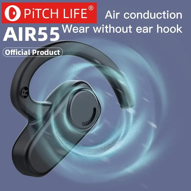 Air55 걸이식 무선 블루투스 헤드셋, OWS 터치 라이트 미니 하이 퀄리티 귀마개, 땀 방지, HD 사운드 스테레오, 범용 헤드셋