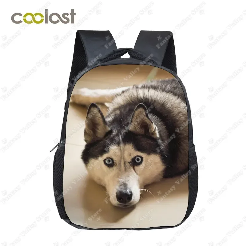Lovely Tongue Out Husky Student Backpack Animal Print School  display picture 2