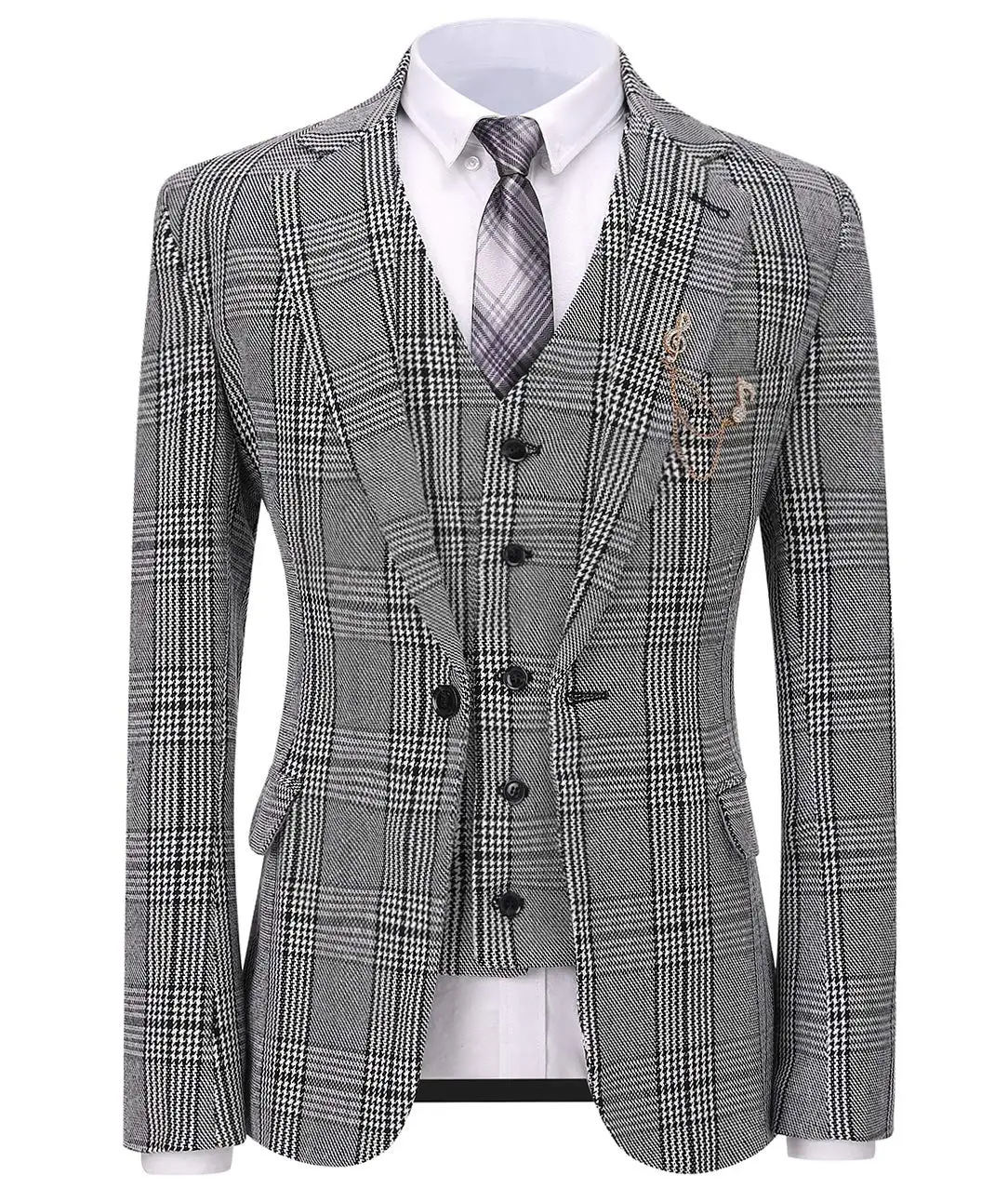 Men's Houndstooth Three Pieces Suit One Button Notch Lapel Tuxedos for Prom Groom Business Tuxedos men suits wedding prom suits