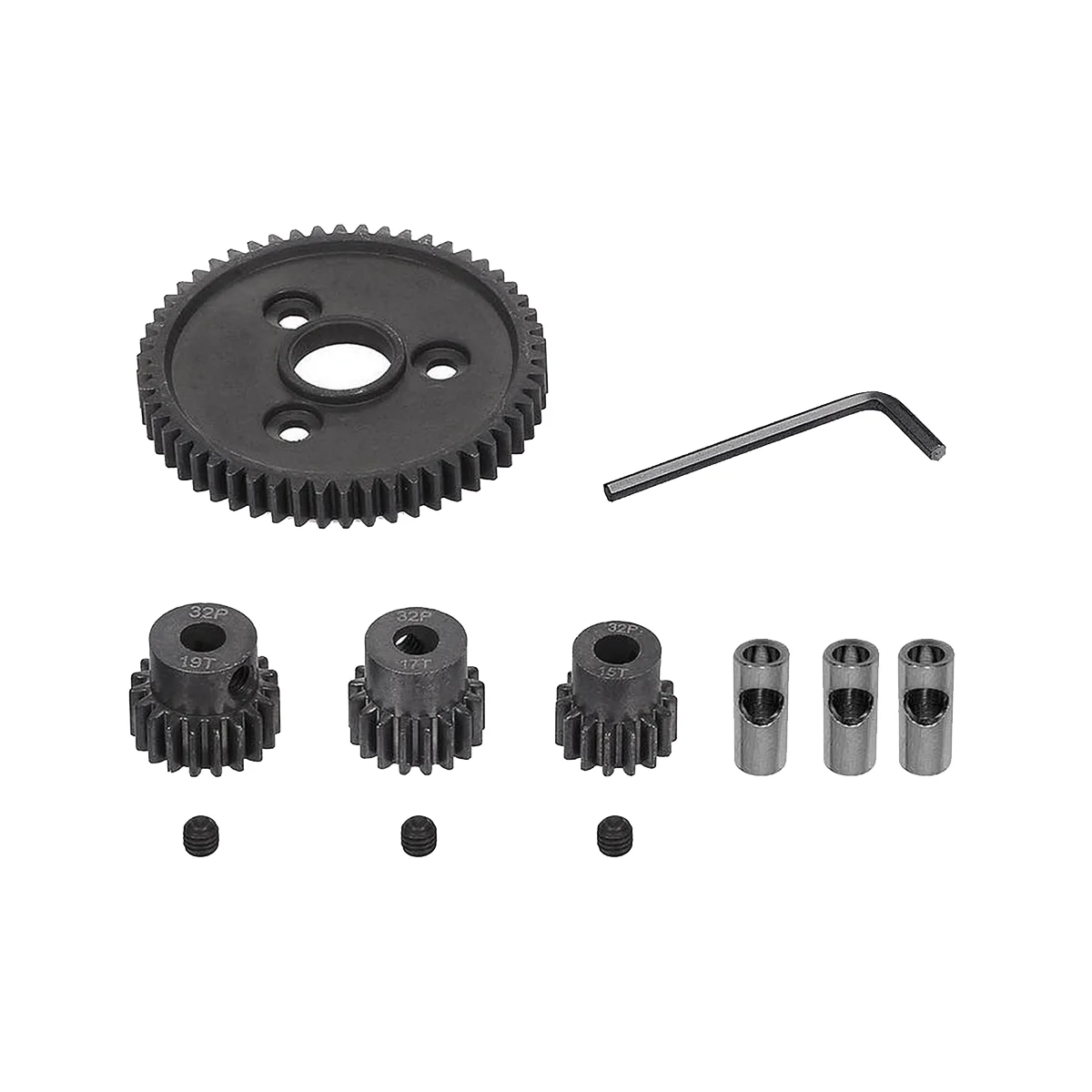 

Metal Steel 54T 0.8 32 Pitch 3956 Spur Gear and 15T 17T 19T Pinions Gear Sets for TRX Slash 4X4 4WD