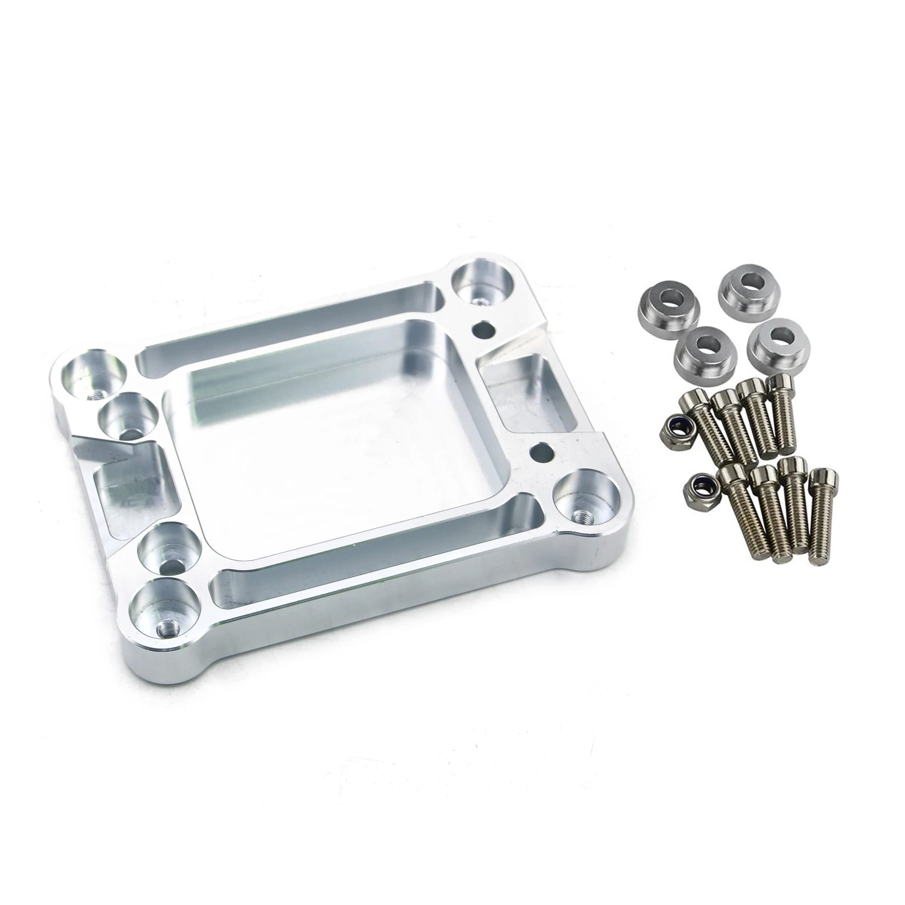 Billet Shifter Base Plate Aluminum Silver Shift Box Adapter For Civic