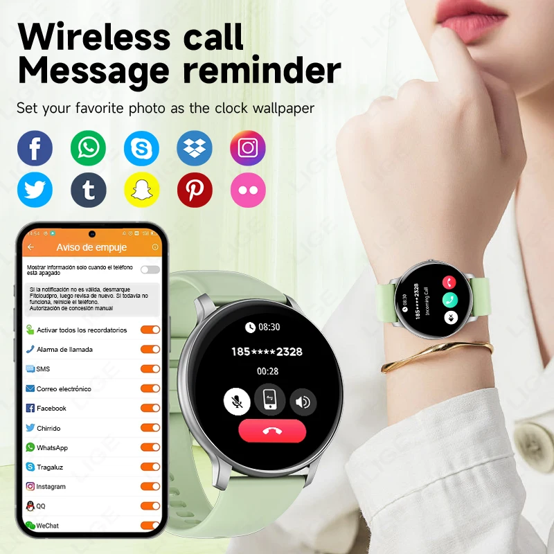 LIGE 2025 Women's Smart Watch 1.39" Screen Bluetooth Call Men's Fitness Waterproof Watch Sleep Heart Rate Blood Pressure Tracker