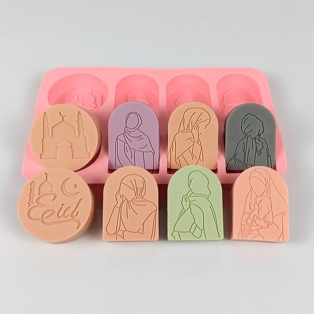 6 Hole Ramadan Silicone Soap Mold Eid Mubarak Ramadan Soap Mold DIY Handmade Aromatherapy Cake Dessert Candle Making Mould