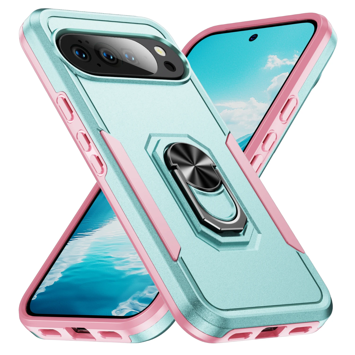 Ultimate Military-Grade Magnetic Ring Stand Case - Heavy-Duty Rugged Shockproof Matte Hybrid Defender Cover