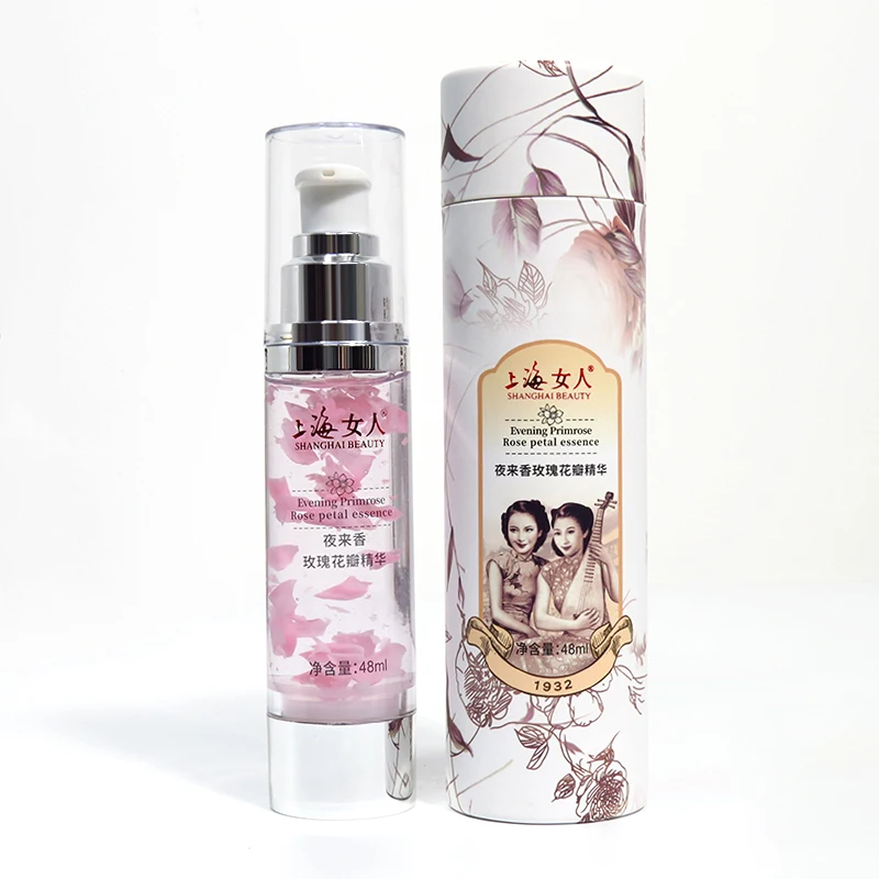 Shanghai Beauty Eving Primrose Rose Petal Essence Moisturizing Anti-Aging Anti-Wrinkle Shrink Pores Skin Care Serum shanghai beauty evening primrose hydrating lotion moisturizing anti aging anti wrinkle shrink pores skin care serum