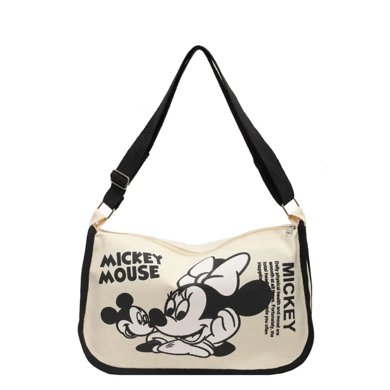 Womens Bag MINISO Snoopy Cartoon Cute Print Canvas Bag Large Capacity One Shoulder Dumpling Bag Women's Crossbody