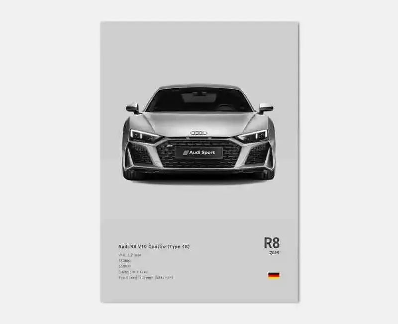 thumbnail image 1 of Póster fotográfico de coches alemanes pop Rs3, estético, de lujo, R8, C8, superdeportivo, GTR, SUV, lienzo impreso, arte de pared, decoración de la habitación del conductor del hogar, 1 of 5