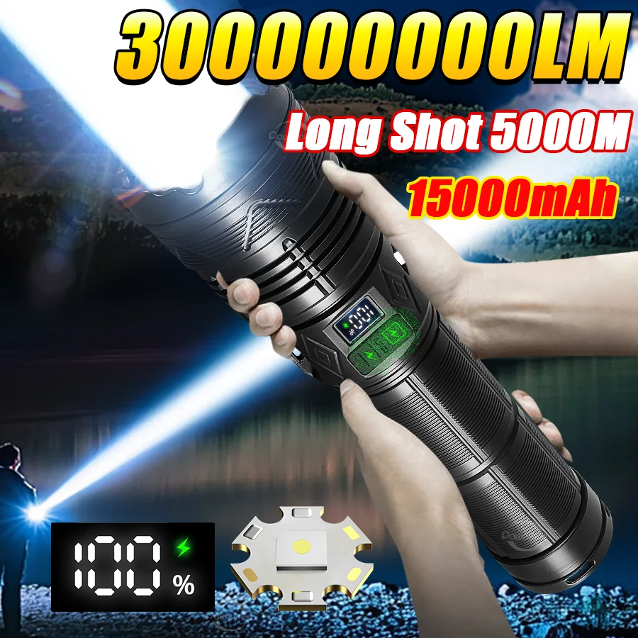 2025 Haute puissance 2000000 LM – lampe de poche LED Super lumineuse 300W, torche Zoom Rechargeable 4000M, lampe de travail en plein air, lanterne de Camping  39