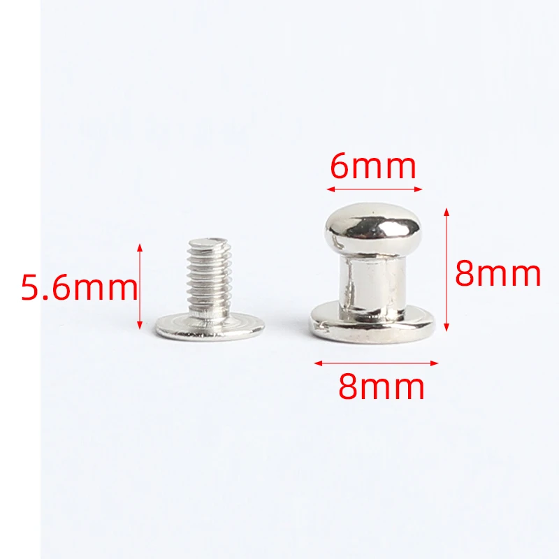 500sets 8mm Zinc Alloy 6 mm Round Head Stud Spot Screwback CraftLeather Bag Belt Chicago Button Screw Nail Rivet metal studs,metal binding screws
