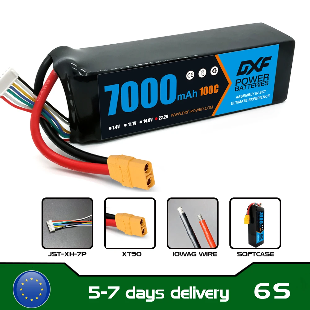 DXF 6S Lipo 22.2V 7000mAh 10000mAh 5200mAh Softcase Battery with XT60 EC5 XT90 for Car Truck Tank RC Buggy Truggy Racing Hobby 2