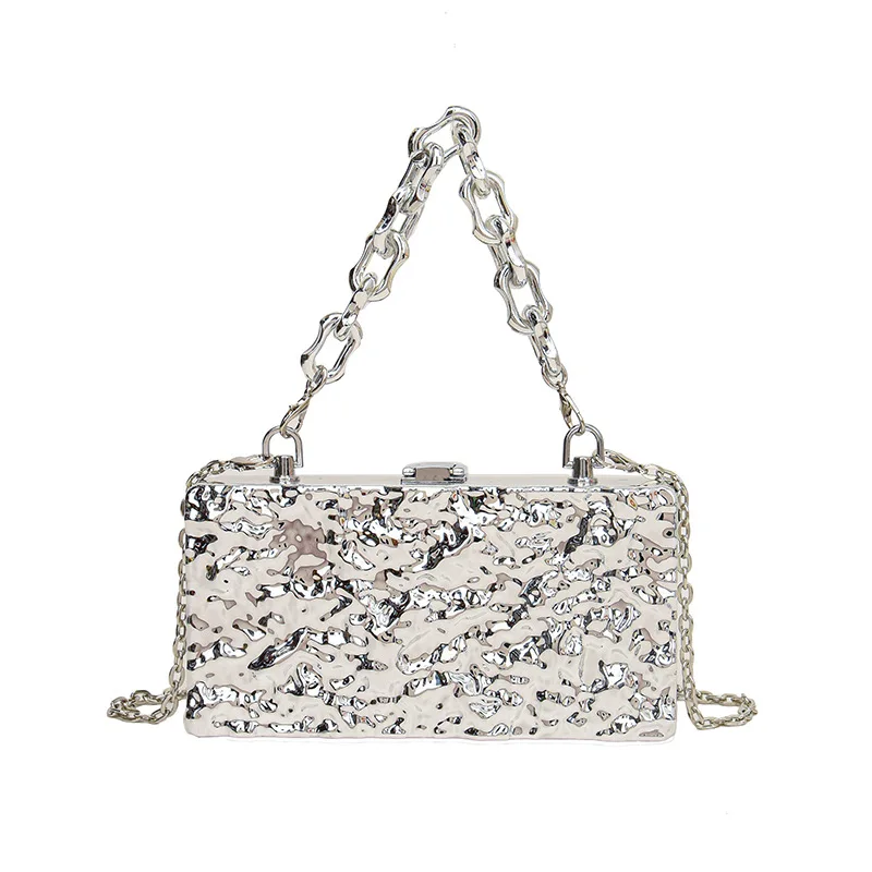 Cross Body Cosmetic Women's Handbag Y2k Acrylic Party Clutch New Fashion Ice Crack Hand Women's Dinner Trend