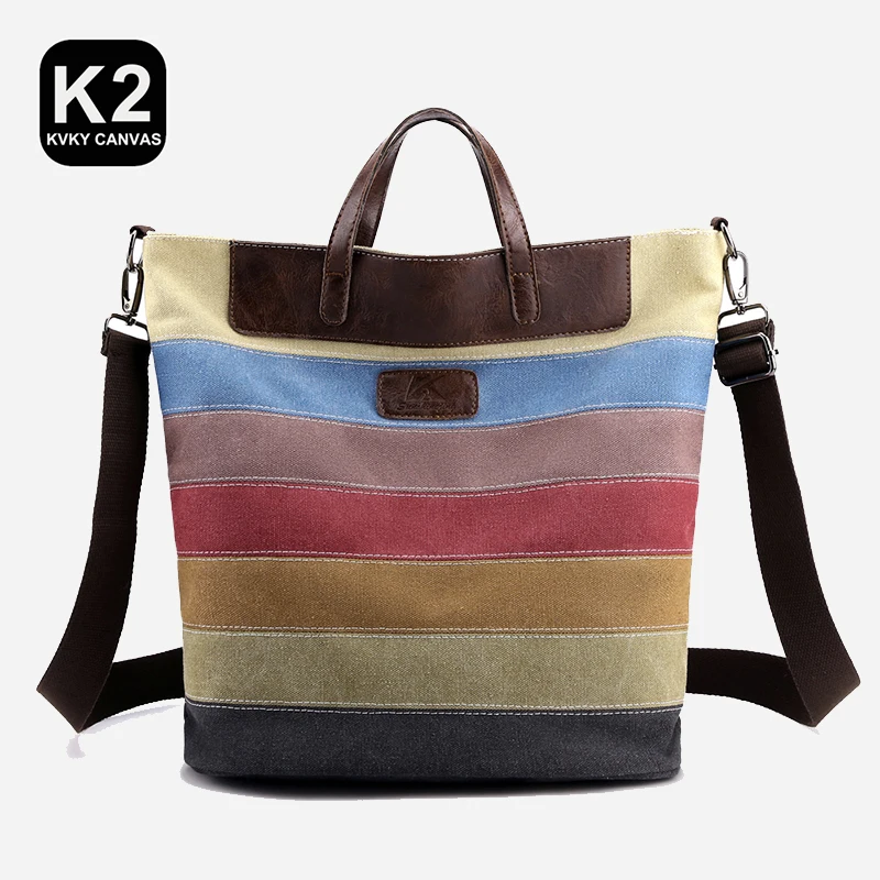 KVKY Patchwork Bucket Canvas Handbag Women Large Capacity Bag Shopping Tote Bag Girls Environmental Protect Canvas Shoulder Bag