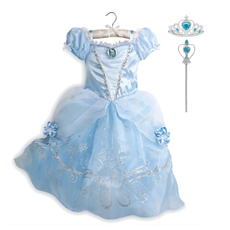 Girls Sleeping Beauty Aurora Princess Dress Children Belle Rapunzel Snow White Costume Kids Cinderella Birthday Party Prom Dress