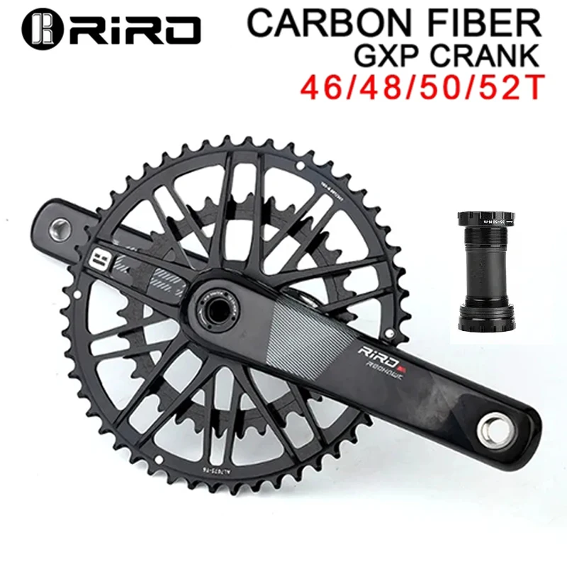 

RIRO Carbon Fit GXP Crankset Bike 10/11/12S 50/34T 53/39T XP Direct Mount Bicycle Crankset 170mm Crank Double Bicycle Chainring