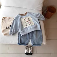 1-7 ans garçons automne Patchwork Shrit printemps solide dessin animé sweat pour enfants beaux enfants sport pulls décontractés 2