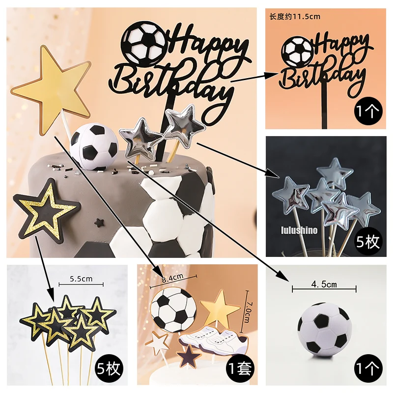 9 pçs/set futebol jogo bolo topper festa de aniversário decorações do bolo  de futebol crianças menino pé bola brinquedos de festa suprimentos -  AliExpress