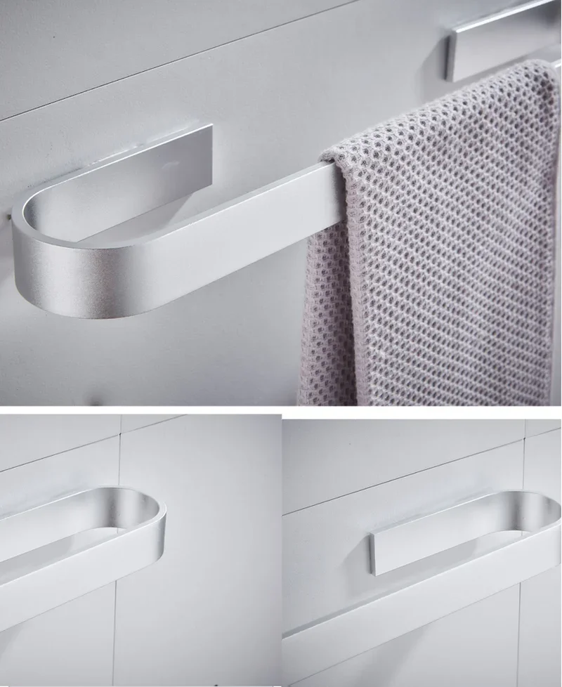 Towel Rail Rack Holder Bathroom Wall Hanging Bar Storage Shelf