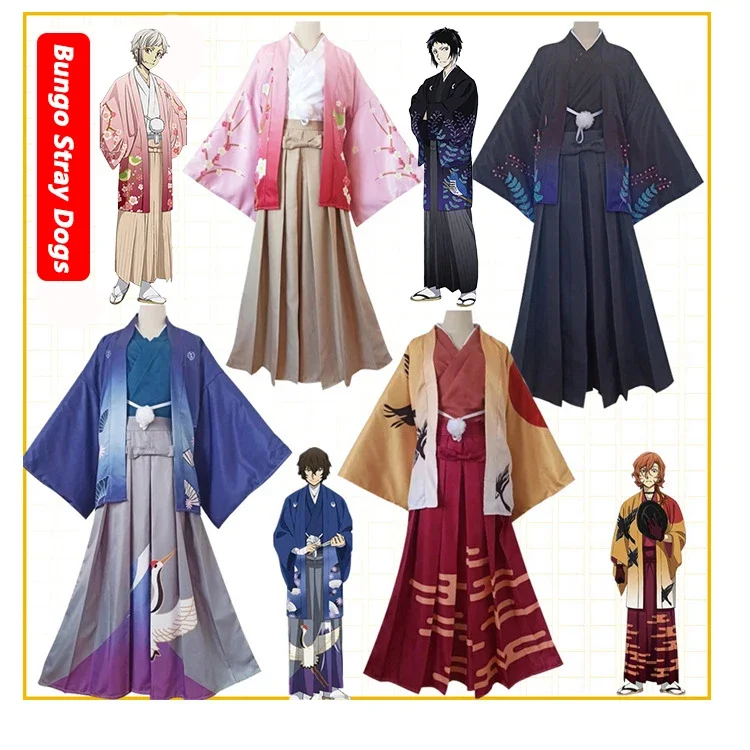 

Anime Bungou Stray Dogs Dazai Osamu Cosplay Costume Kimono Wig Nakahara Chuuya Nakajima Atsushi Ryunosuke Akutagawa Cosplay Wig