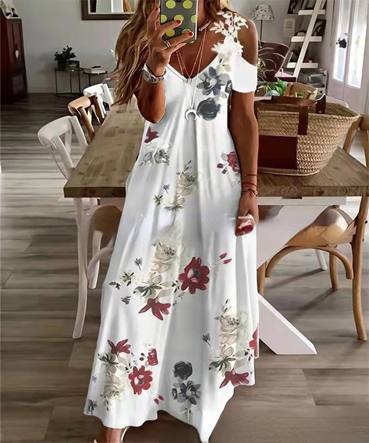 Off Shoulder Bohemian Maxi Dress