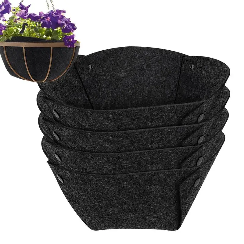 

4pcs Planter Basket Fabric Liners Round Hanging Basket Liners Replacement Liners for Garden Planters Flower accessory