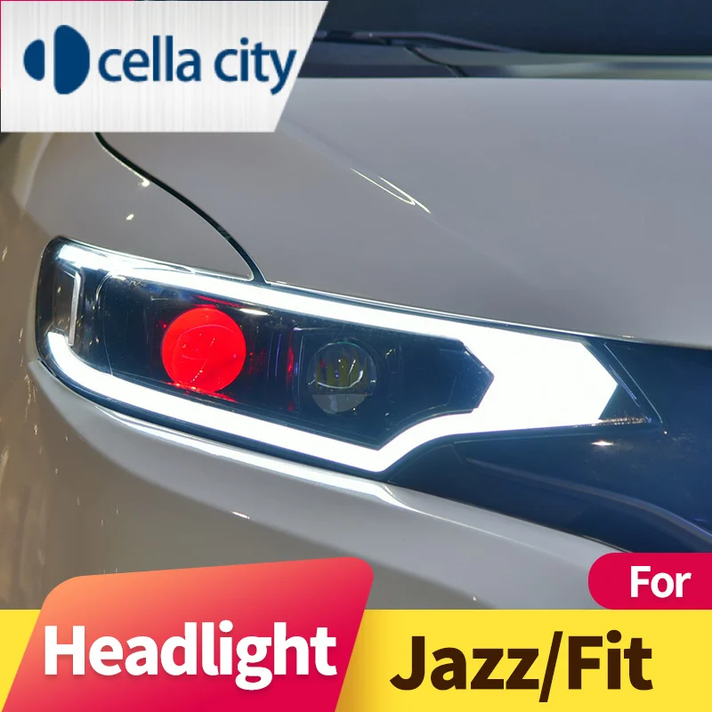

Фара в сборе для Honda Fit 2014-2019 Honda Jazz светодиодный DRL светодиодный сигнал поворота ближний свет светодиодный Дальний свет