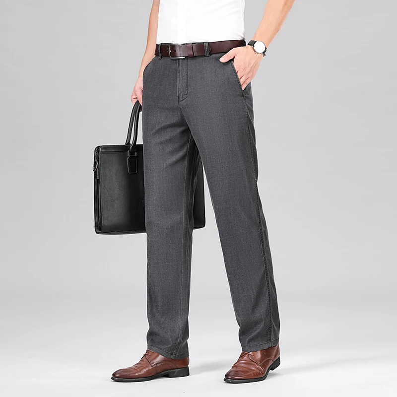 Men's Summer Thin Jeans Loose Stretch Large Size Ice Silk Straight Pants Elite Business Casual Pants men jeans mens jeans jeans trousers denim trousers business jeans mens casual trousers
