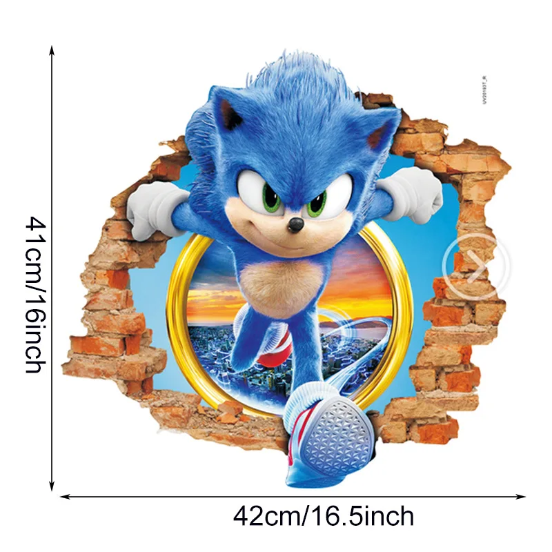 Papel tapiz 3D de Sonic The Hedgehog, juego de anime, pegatinas de pared impermeables para decoración de habitaciones de niños, póster de PVC, juguetes para niños