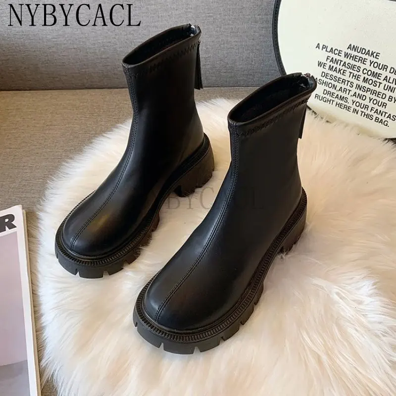2022 New Arrive Platform Shoes Women Boots Round Toe Zipper Autumn Winter Fashion Ankle Female Ytmtloy Botines De Mujer Sexy