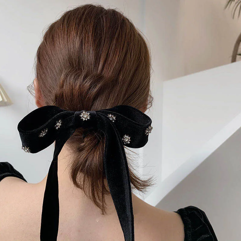 ヘアアクセサリー Ribbon-VELVET(Black) Wired Velvet Ribbon from American Ribbon Manufcaturers