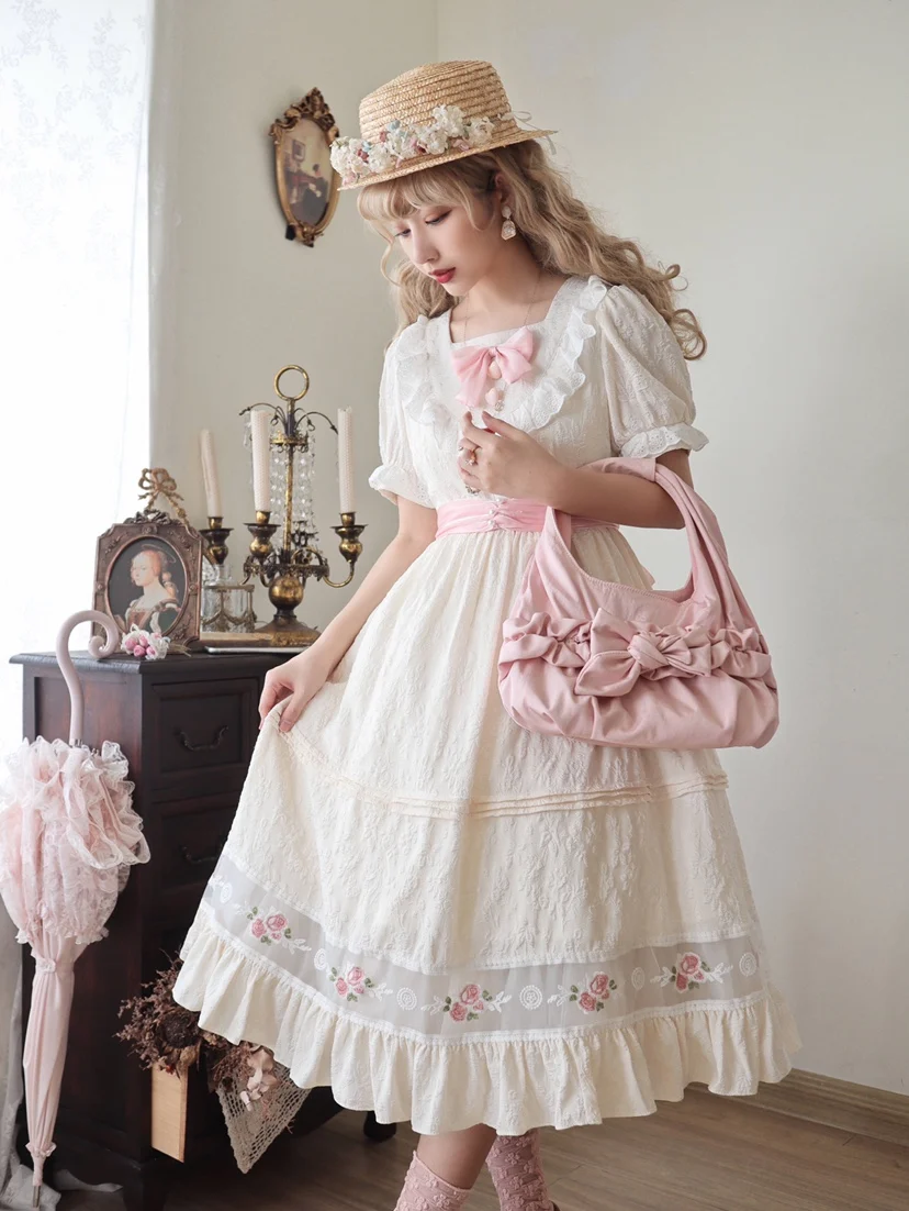

Elegant Lolita dress long sweet princess ball slim dress girl cute OP short sleeve dress cosplay gothic lolita lolita vest