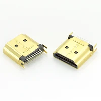 Hdmi Male Jack/Plug Connector 19pin 19p Gold-Plated Hd 2 Row Pins 19Pin 1.6MM Spacing for HD Equipment Socket 2