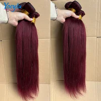 YOCYTU Burgundy Tissage Cheveux Humains 99J Meche Tissage Humain Hair 24 24 24 Pouces Lot De Tissage Cheveux Humain Lisse Tissage Naturel Brésilien 12A Tissage Brésilien Haut Qualité Tissage 100% Raw Haïr Bundles 2