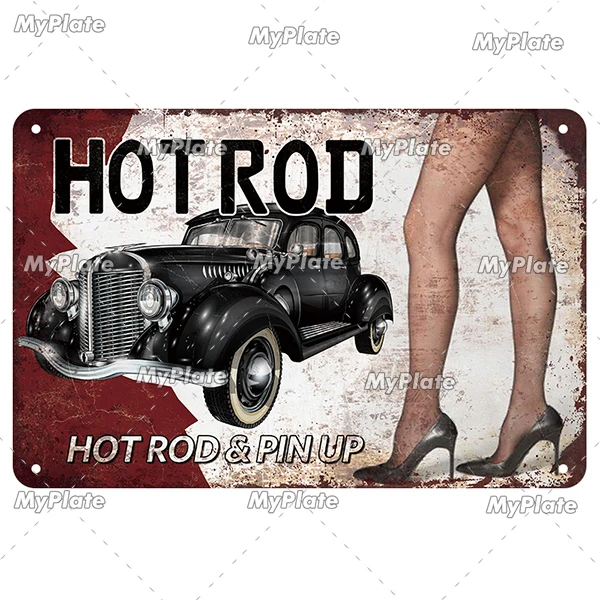 Targa Metallica Vintage 30x20 Cm - Poster Hot Rod Drag Racing 1968 Per Garage Bar Casa